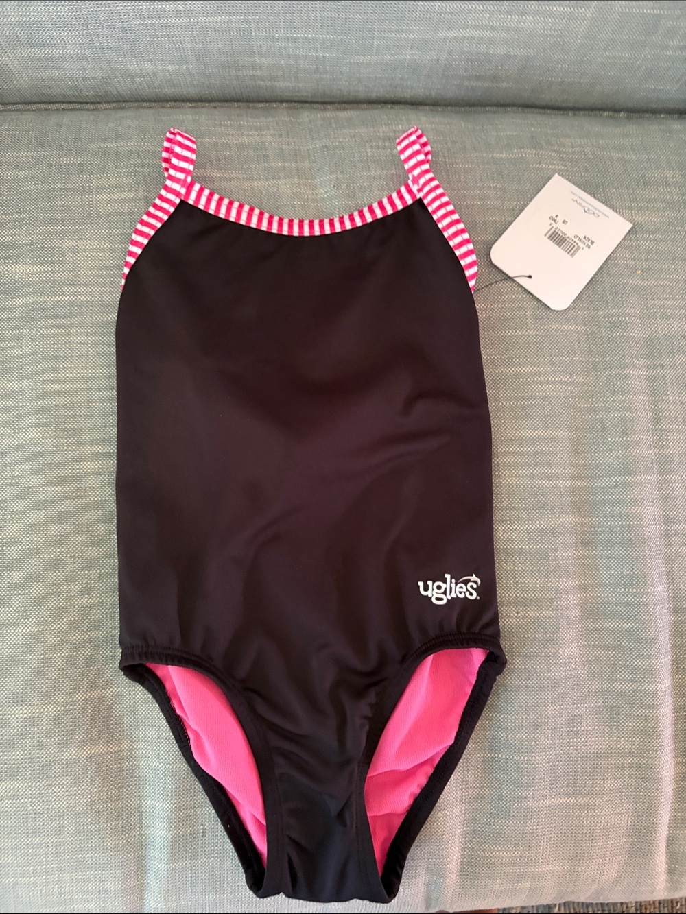 Girls' Black & Pink One-Piece Swimsuit